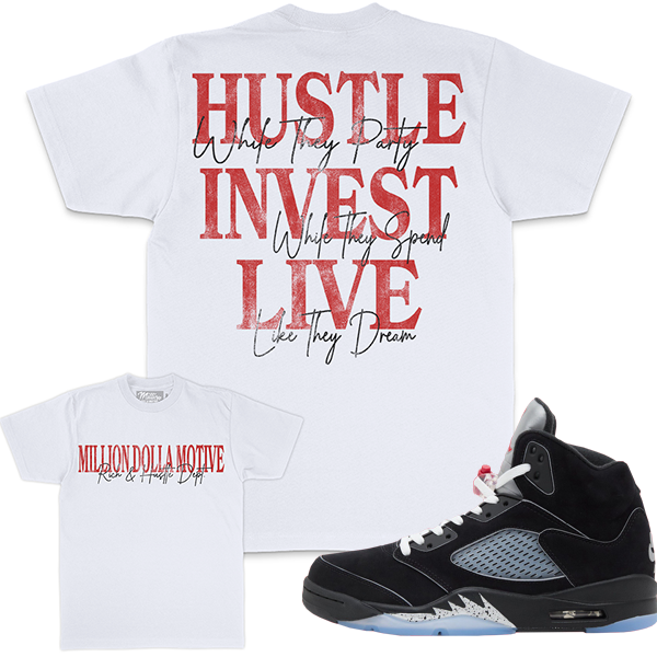 Hustle Invest Live - White T-Shirts