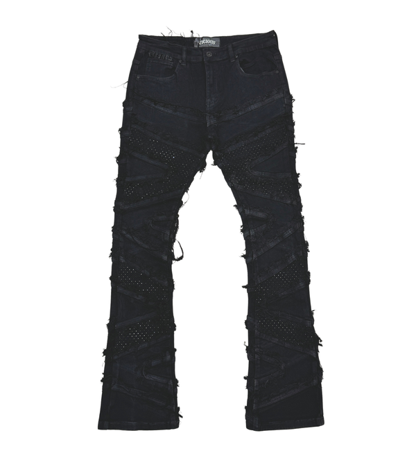PREMIUM FLARED EMBELISHED / STONES BLACK