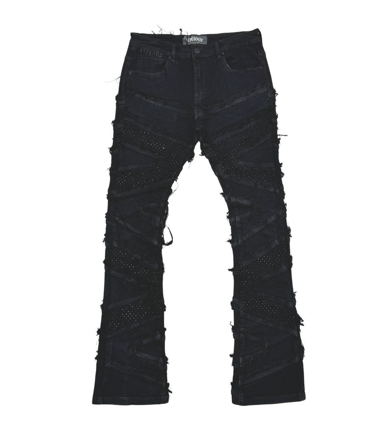 PREMIUM FLARED EMBELISHED / STONES BLACK