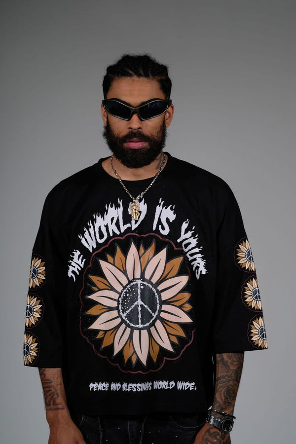 Peace and blessings tshirt Cropped T-shirt -Black