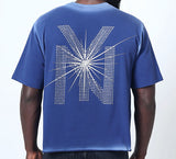 BLACK YANKEES CROPPED RHINESTONE SHIRT-NAVY