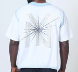 BLACK YANKEES CROPPED RHINESTONE SHIRT.