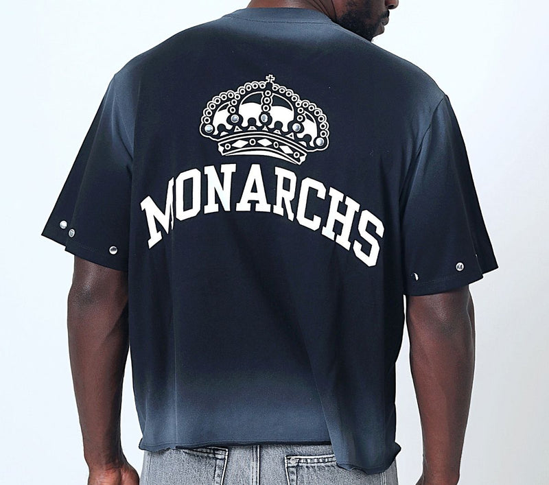 MONARCHS CROPPED SHORT SLEEVE SHIRT W/RIVETS