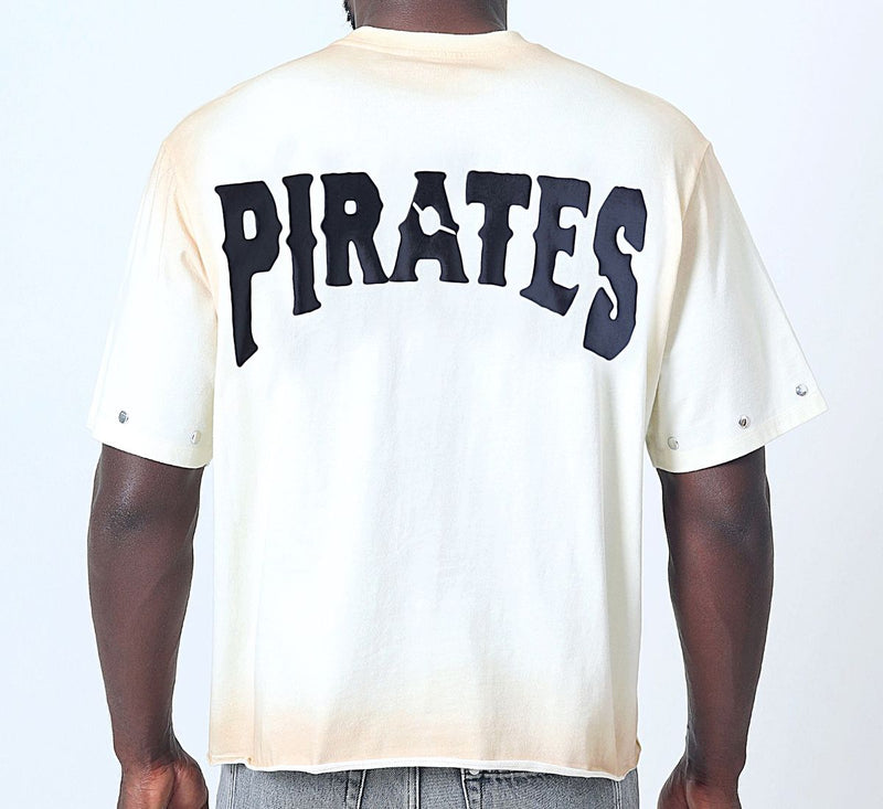 PIRATES CROPPED SHORT SLEEVE SHIRT W/RIVETS