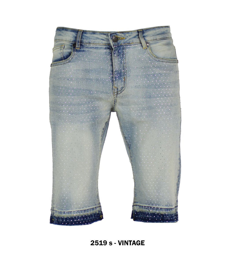 Stone Denim Shorts w. Chain- Vintage