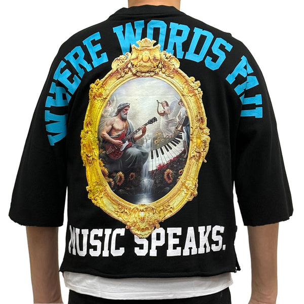 Music Speaks Cropped Tee -Black