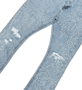 EMBELLISHED RHINESTONE FLARED DENIM - GREY