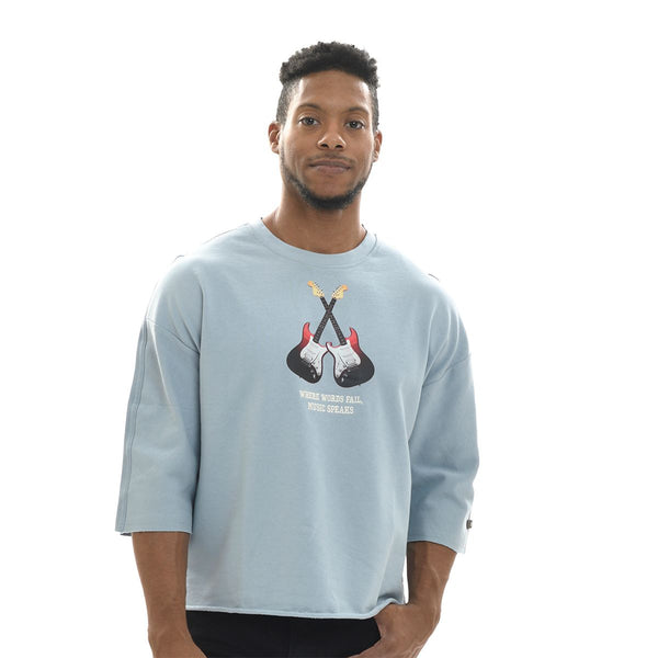 Music Speaks Cropped Tee -Blue