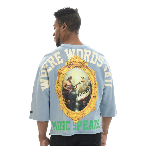 Music Speaks Cropped Tee -Blue