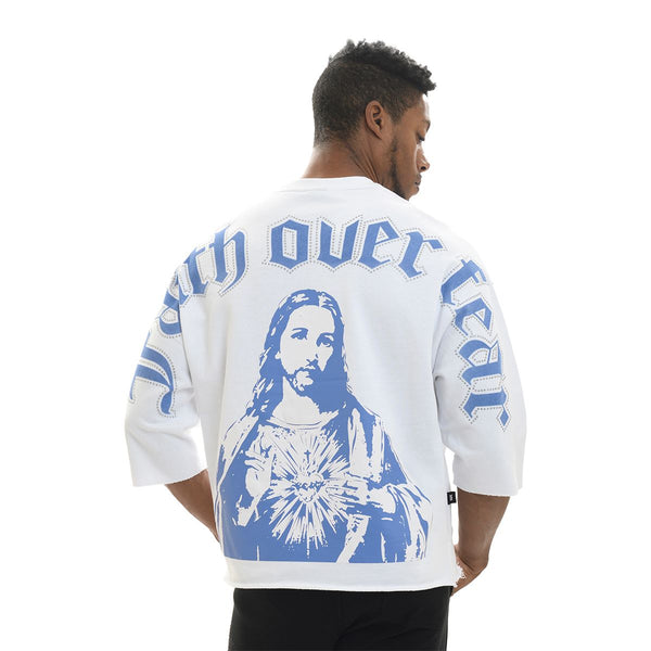 Faith Over Fear Cropped Tee - White