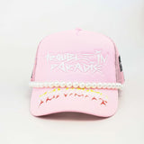 TROUBLE IN PARADISE TRUCKER HAT - PINK