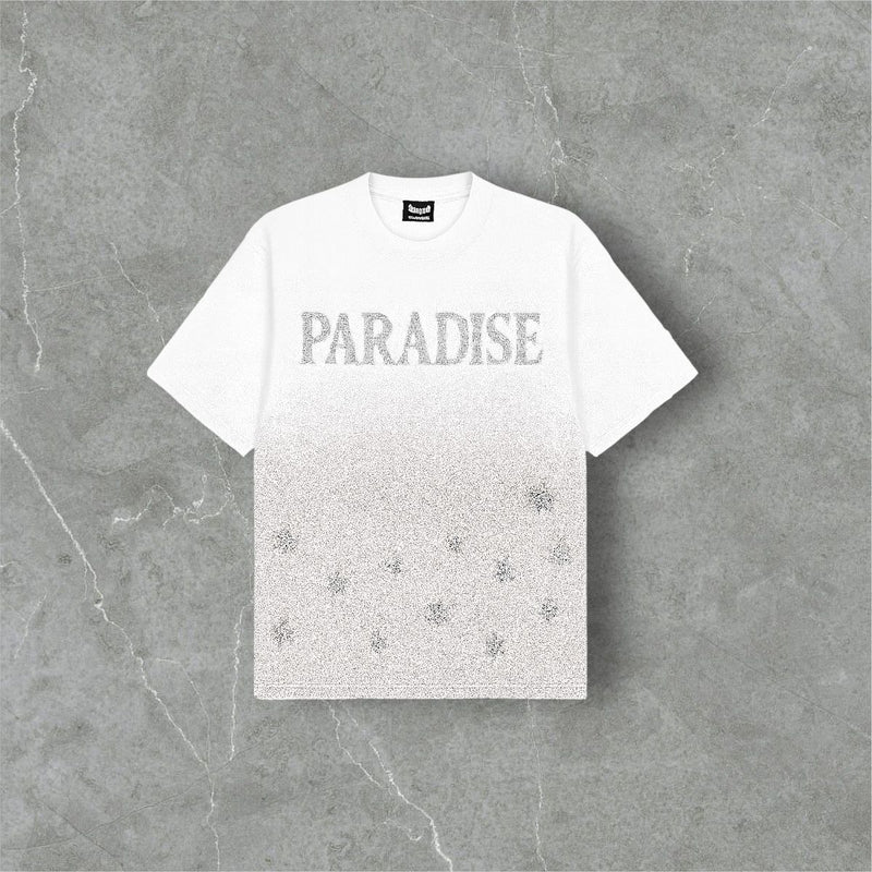 RST-114 WHT REELISTIK PARADISE DIAMOND HEAVY WEIGHT TEE