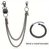 Punk Style  Pendant Trousers Chain, Unisex 27.5in Metal Wallet Chain, Fashion Accessory for Jeans, Silver