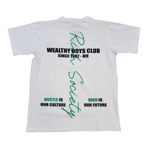 Kids Wealthy Boys Rich Society Tee- White