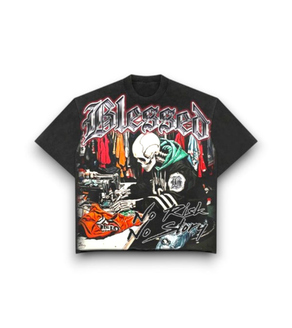 NO RISK NO STORY TEE- BLACK