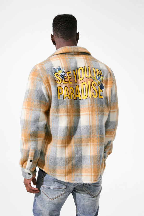 SEE YOU IN PARADISE FLANNEL SHACKET (HONEY)