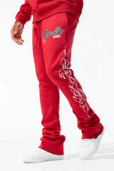 Paradise Tour Stacked Sweatpants-Red