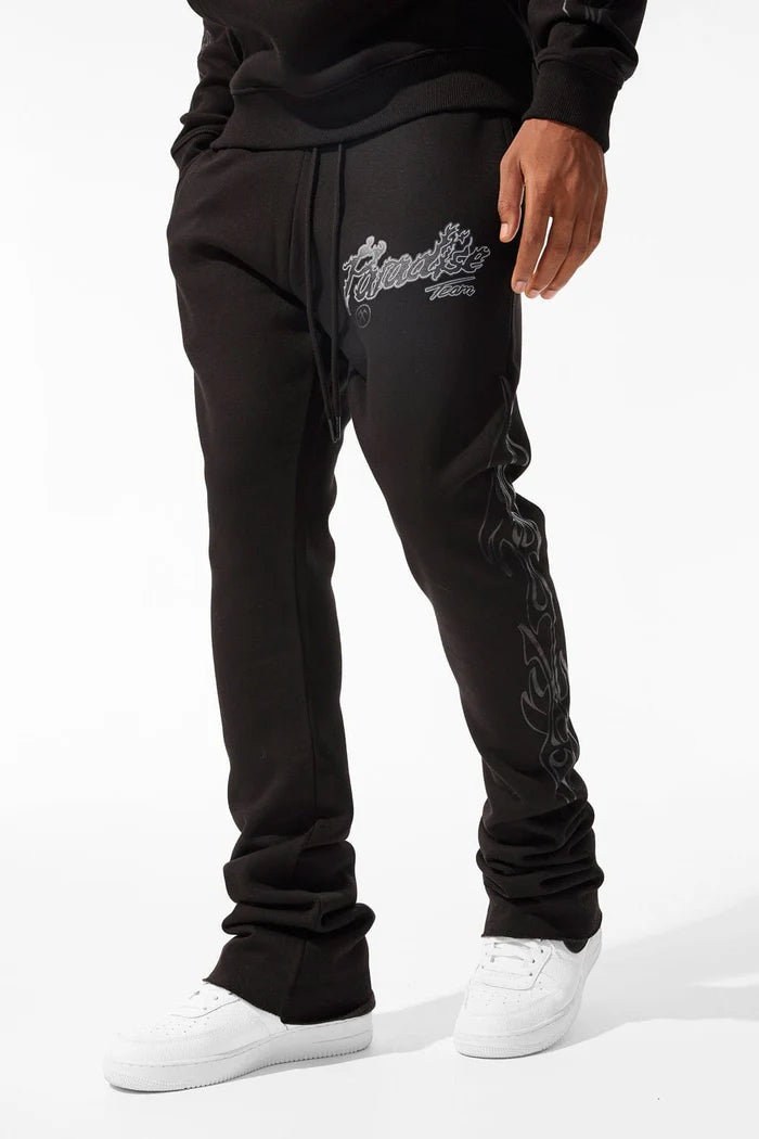 Paradise Tour Stacked Sweatpants-Black