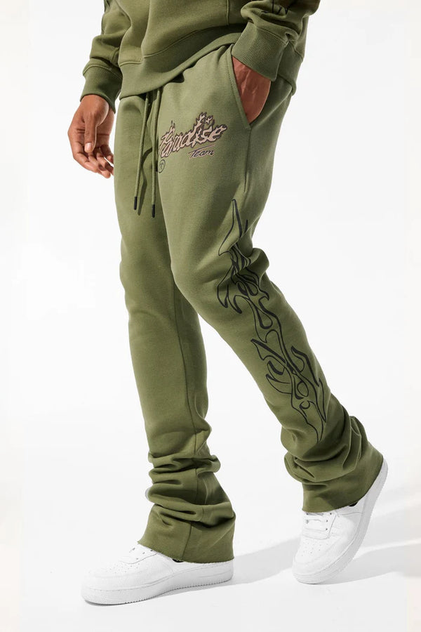 Paradise Tour Stacked Sweatpants-Sage