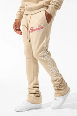 Paradise Tour Stacked Sweatpants-Sand