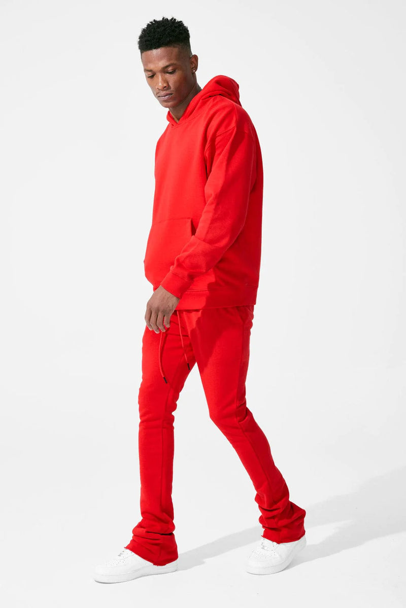 UPTOWN STACKED SWEATPANTS-RED