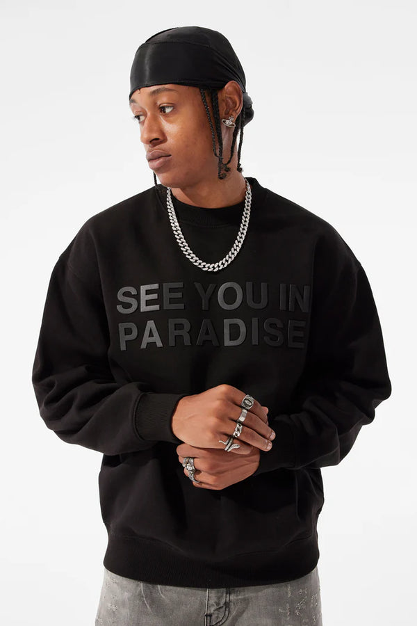 Paradise Tonal Crewneck Sweatshirt-Black