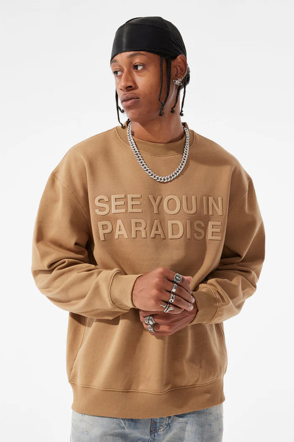 Paradise Tonal Crewneck Sweatshirt-Mocha