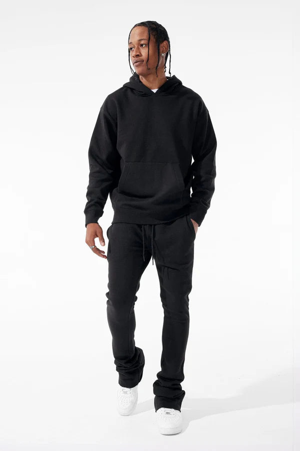 Uptown Stacked Sweatpants-Black