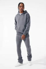 Uptown Stacked Sweatpants-Charcoal