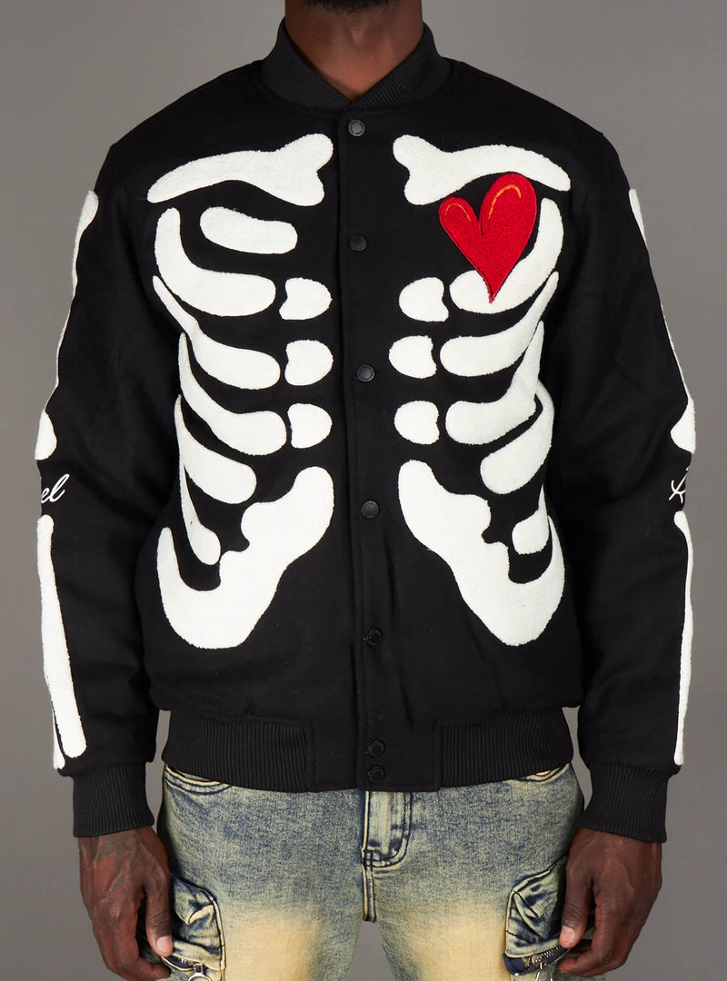 Rebel Minds Jacket - Skeleton Melton - Black