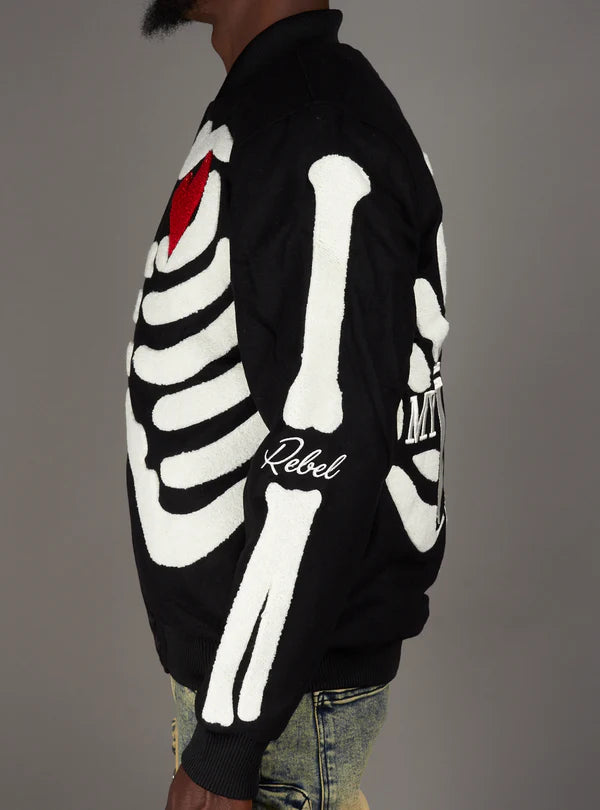 Rebel Minds Jacket - Skeleton Melton - Black