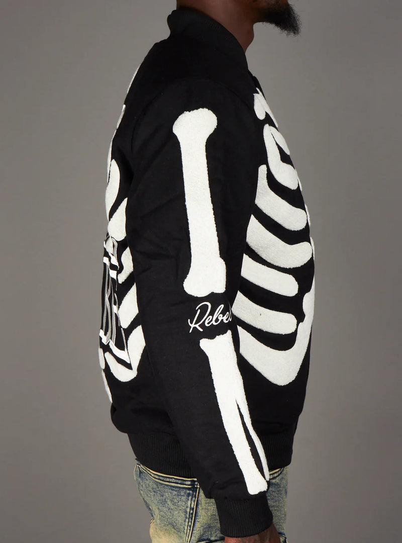 Rebel Minds Jacket - Skeleton Melton - Black