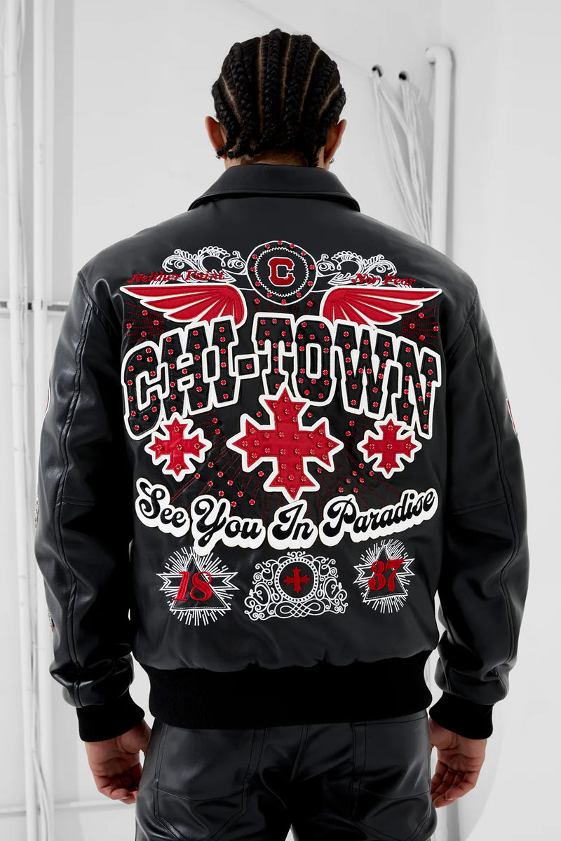 Windy City Varsity Jacket (Black)