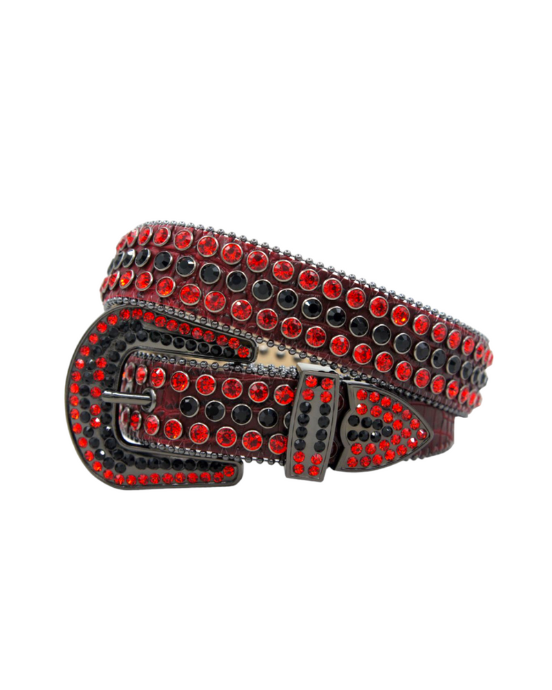 DNA Leather Belt- Black & Red