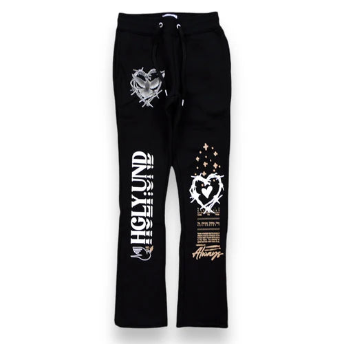 Highly Undrtd 'Always Thrive' Stacked Jogger (Black)