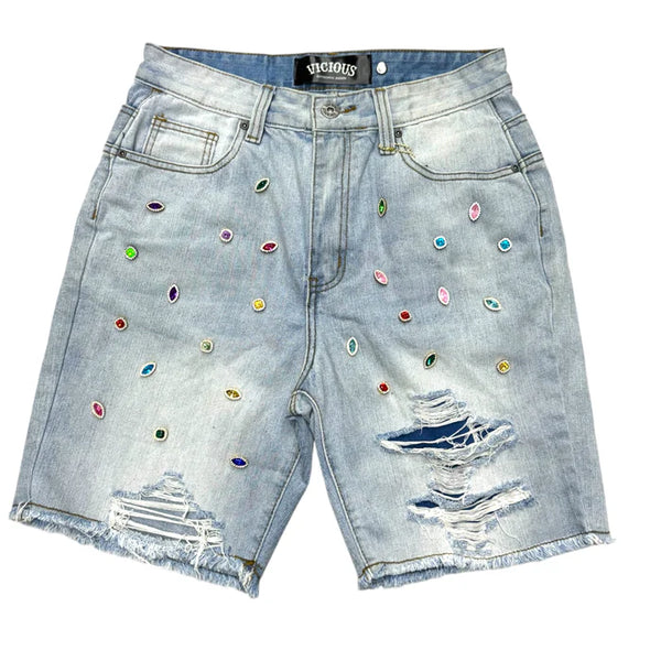 DENIM SHORTS WITH GEM  STONES