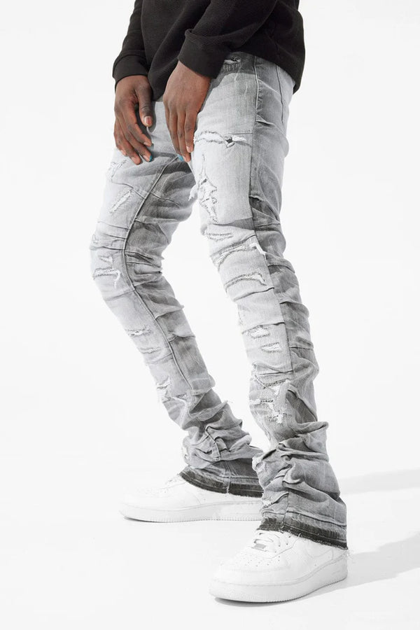 Martin Stacked - Ripple Effect Denim-Cement Wash