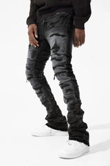 Martin Stacked - Ripple Effect Denim-Black Shadow