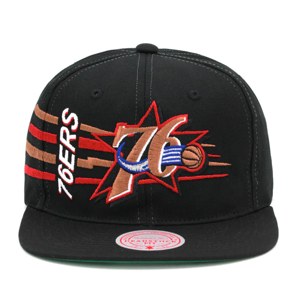 PHILADELPHIA 76ERS MITCHELL & NESS RETRO BOLT DEADSTOCK SNAPBACK HAT BLACK