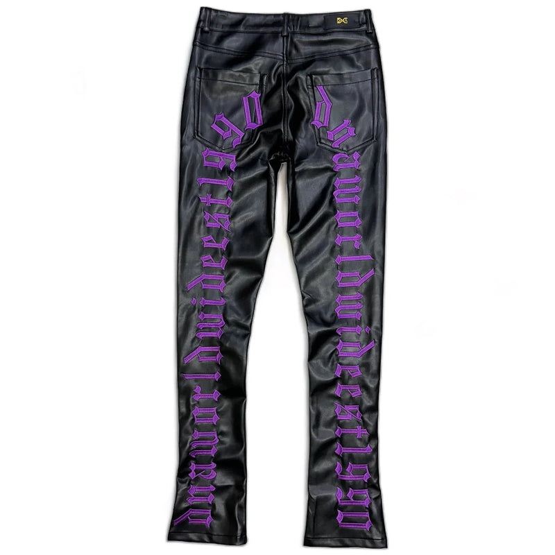 DNA PREMIUM (BLACK/PURPLE “WORLD WIDE HANDCRAFTED LEATHER Stacked PANT)