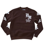 REBEL CROSS FLEECE CREWNECK- BROWN