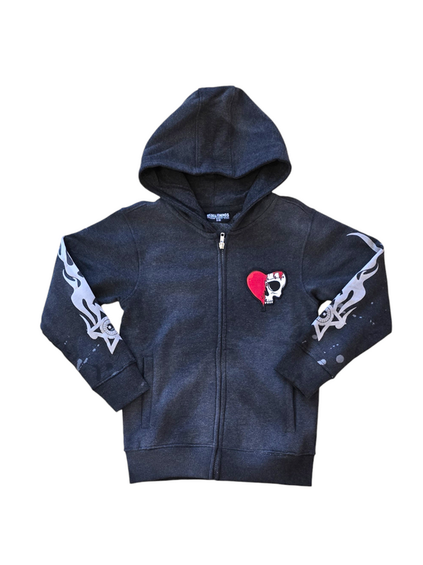 Kids Blessed And Beyond Zip up Hoodie- Charcoal