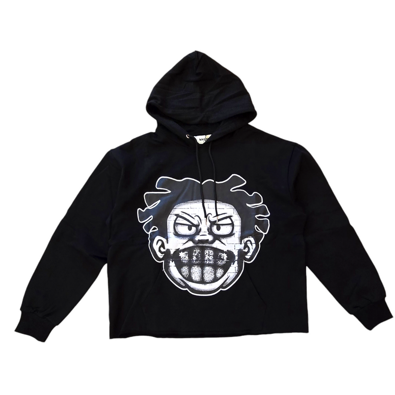 MIND GAME CROPPED HOODIE-MG26 BLACK