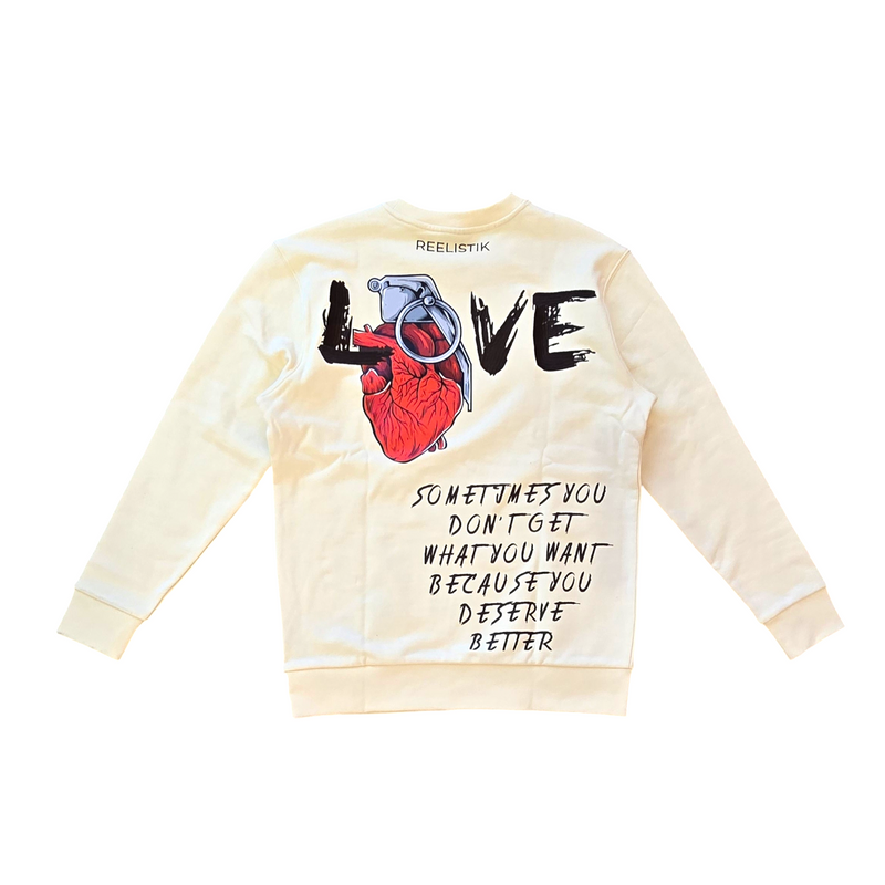 RST-005C CREAM GRENADE LOVE CREW NECK