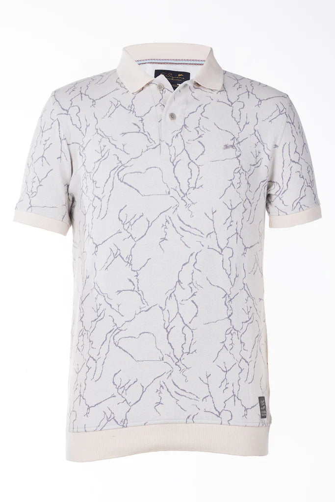 Rufus | Men's Jacquard Knit Polo-Ash