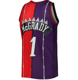 Men's Toronto Raptors Tracy McGrady Mitchell & Ness Purple/Red Hardwood Classics 1998-99 Split Swingman Jersey