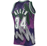 Men's Milwaukee Bucks Ray Allen Mitchell & Ness Purple Hardwood Classics 2000-01 Hyper Hoops Swingman Jersey