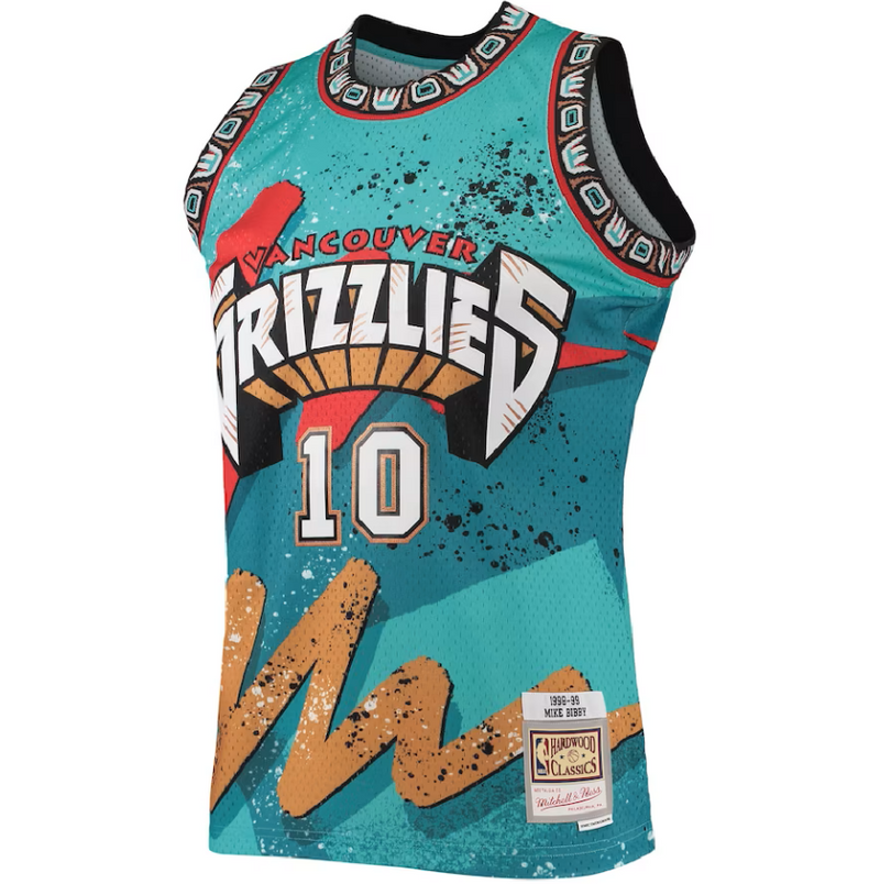 Men's Vancouver Grizzlies Mike Bibby Mitchell & Ness Teal Hardwood Classics 1998-99 Hyper Hoops Swingman Jersey