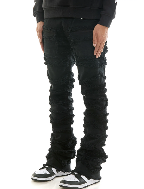 KND4737 JET BLACK - DISTRESSED POCKET JEANS