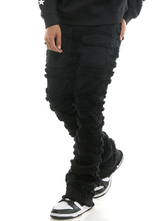 KND4737 JET BLACK - DISTRESSED POCKET JEANS